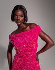 JESS Sequin Maxi Dress in PINK SPINEL