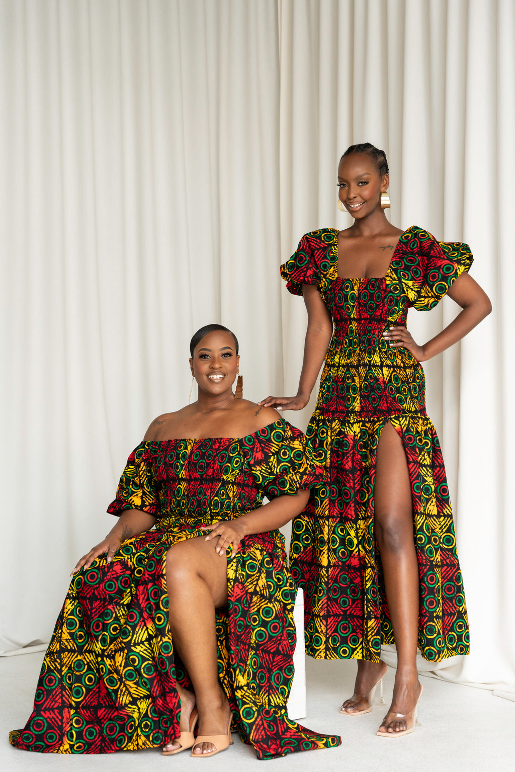 DEJI African print smocked body maxi dress – OFUURE