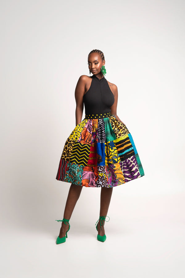 NANA PATCHWORK Midi Skirt