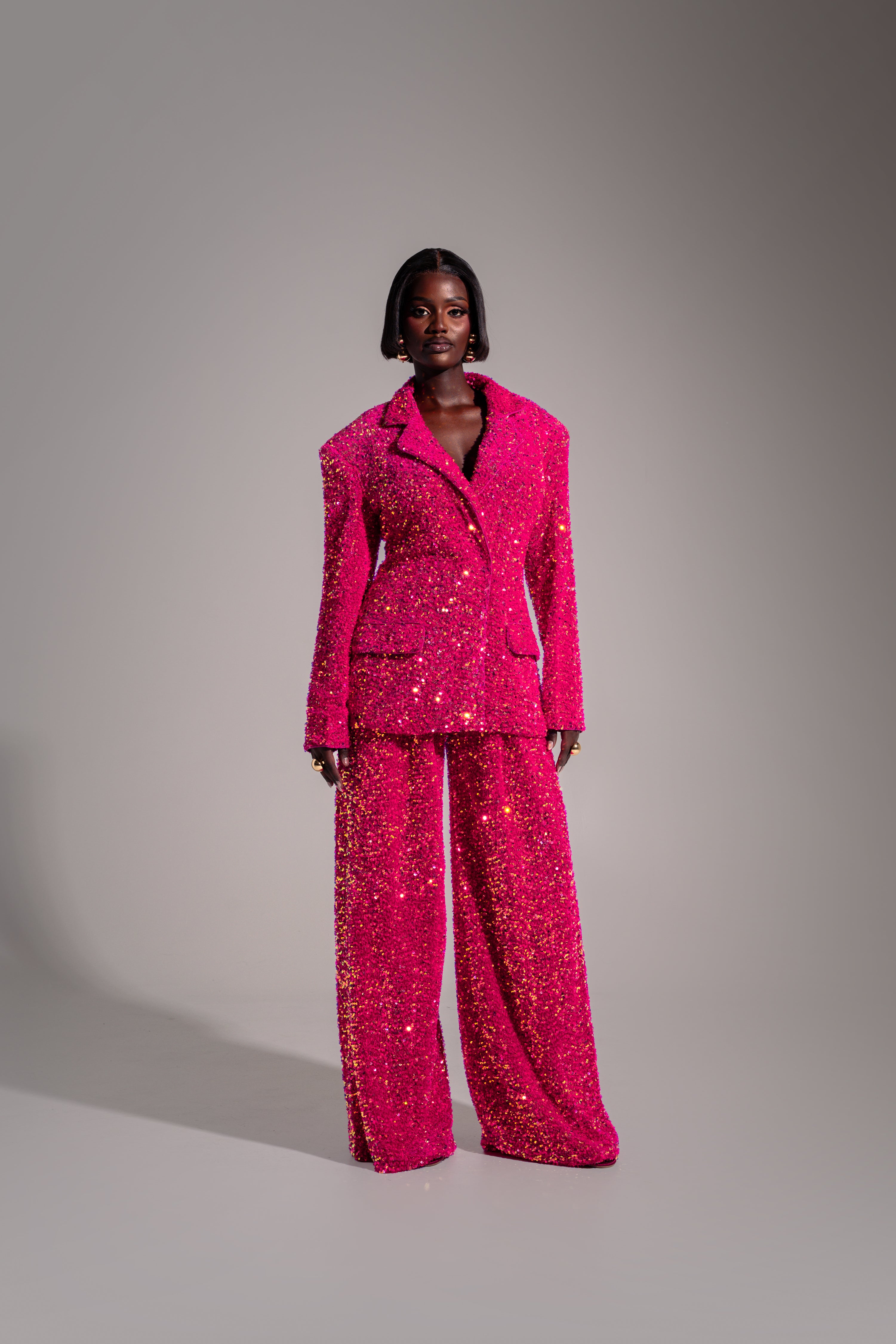 LIZA Sequin Pants in Pink Spinel – OFUURE