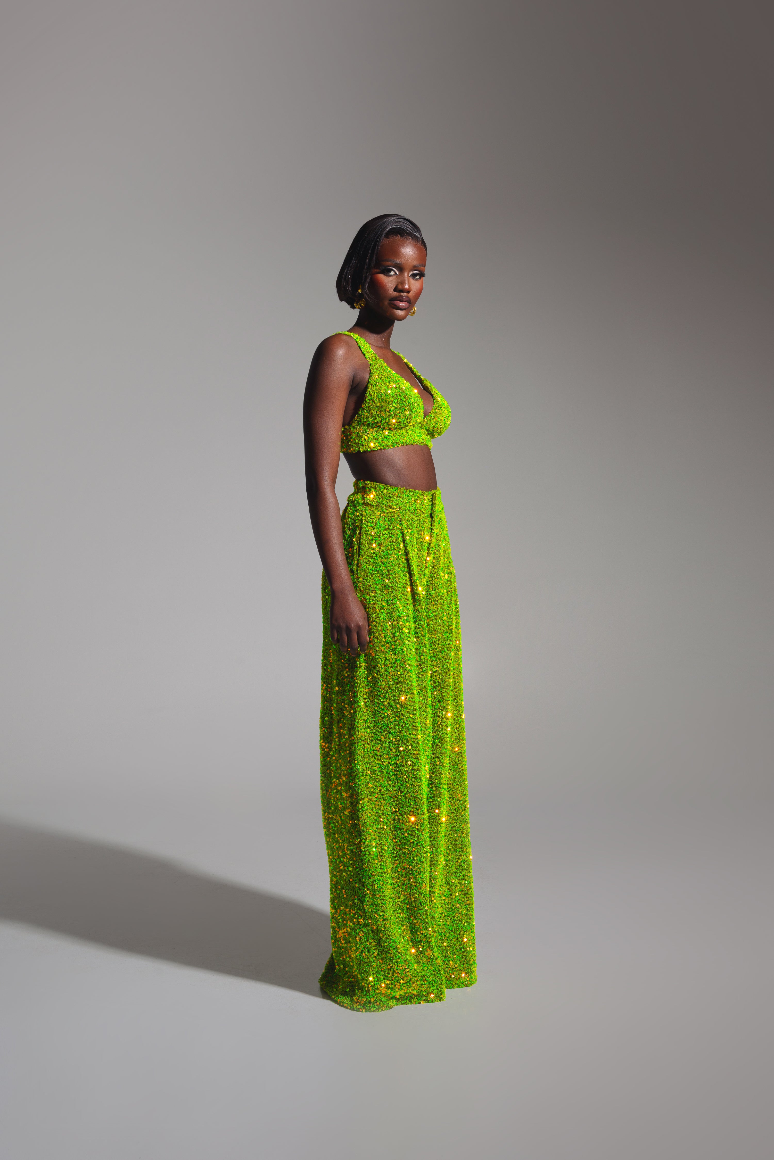 LIZA Sequin Bra Top in OLIVINE – OFUURE