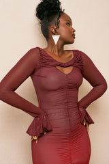 CROP TOP AND RUFFLE MIDI SKIRT SET -SAMPLE SALE