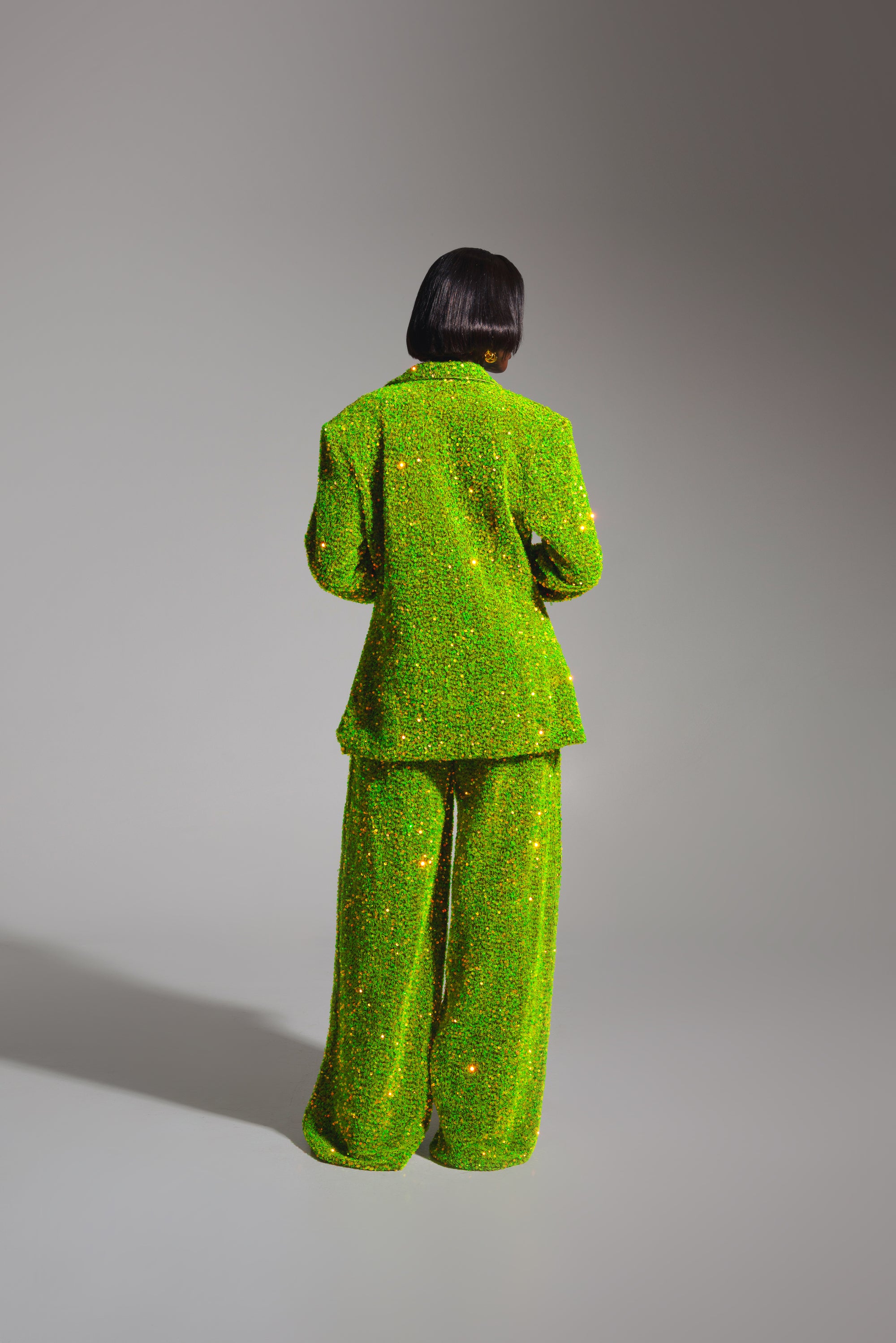 LIZA Sequin Blazer in OLIVINE