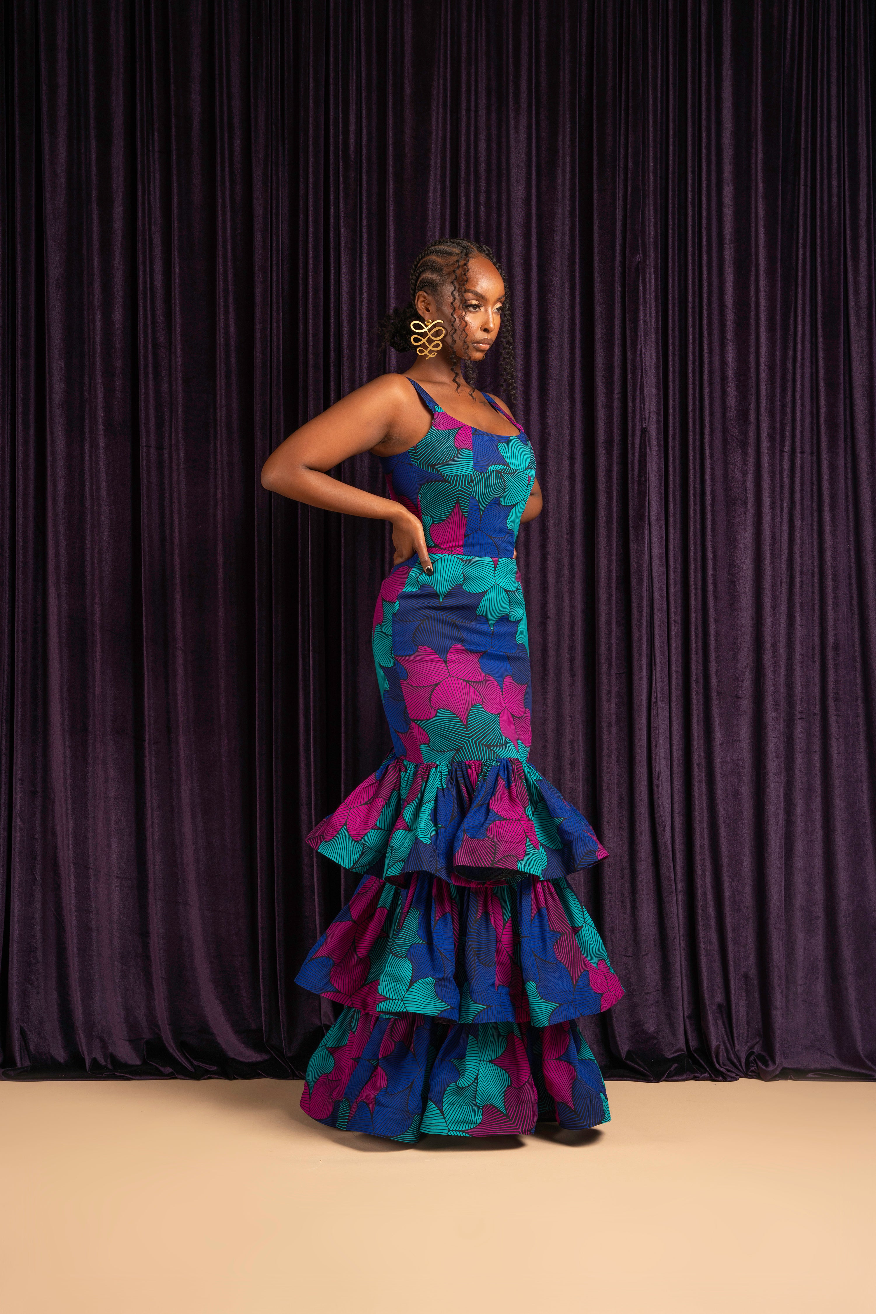 ZURI African Print Layered Mermaid Dress (Copy)