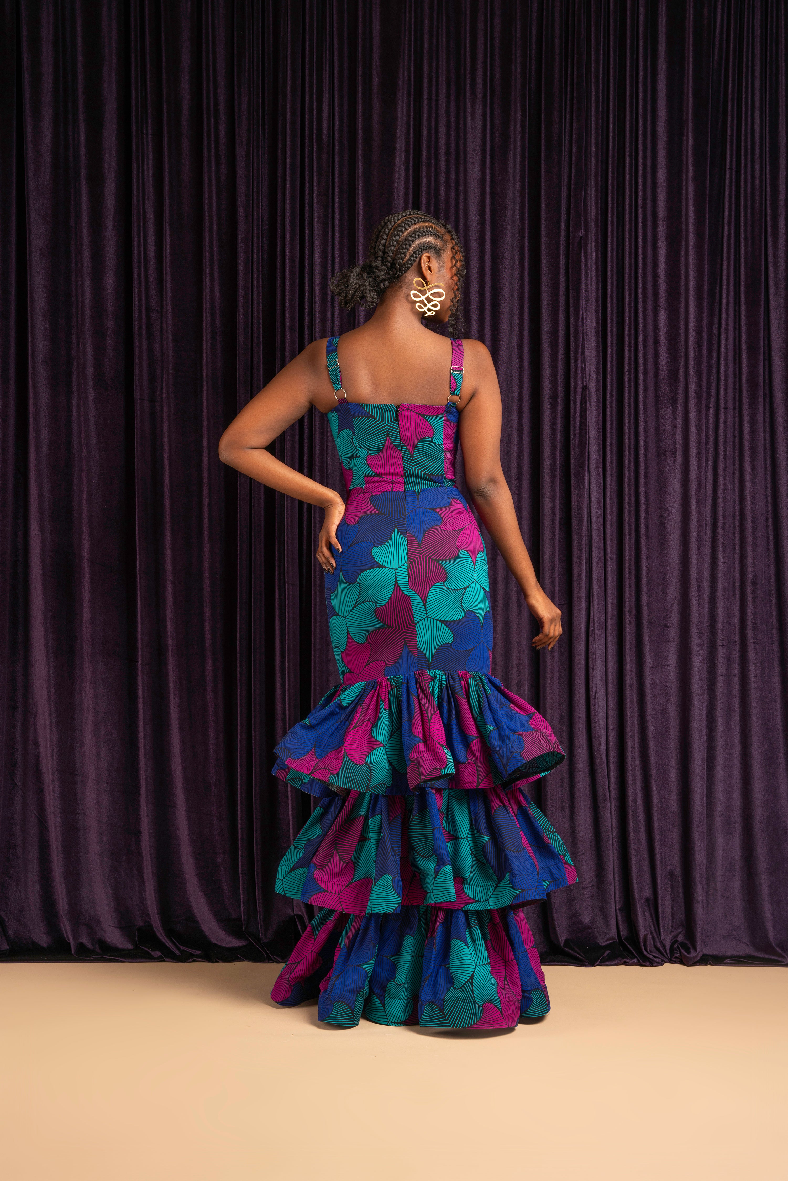 ZURI African Print Layered Mermaid Dress