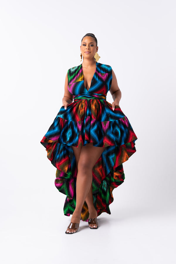 LUMI African Print Hi-low Infinity Dress