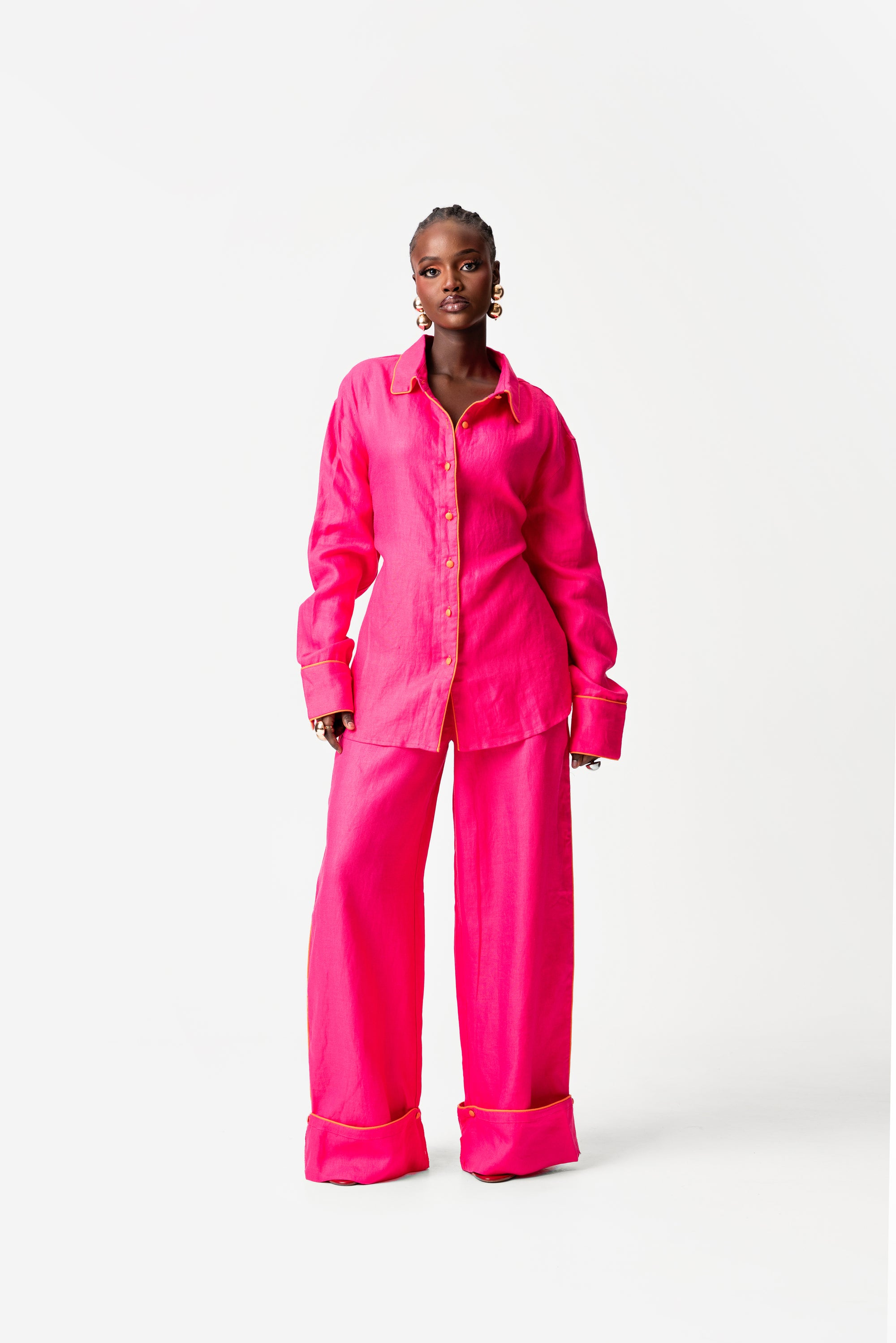 Linen NIKKI Button up Shirt in Pink