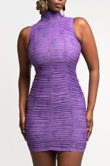 IZA RUCHED MINI MESH DRESS