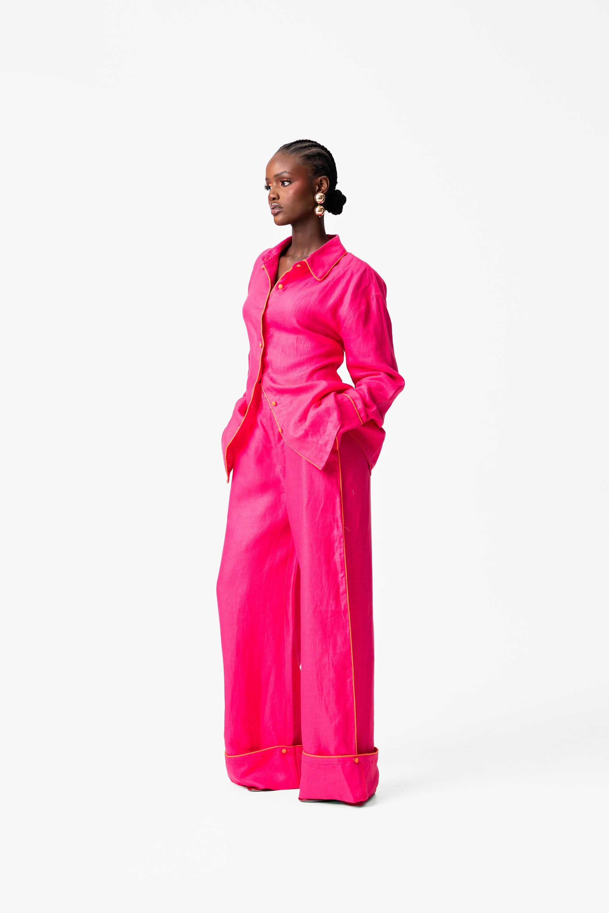 Linen NIKKI Button up Shirt in Pink