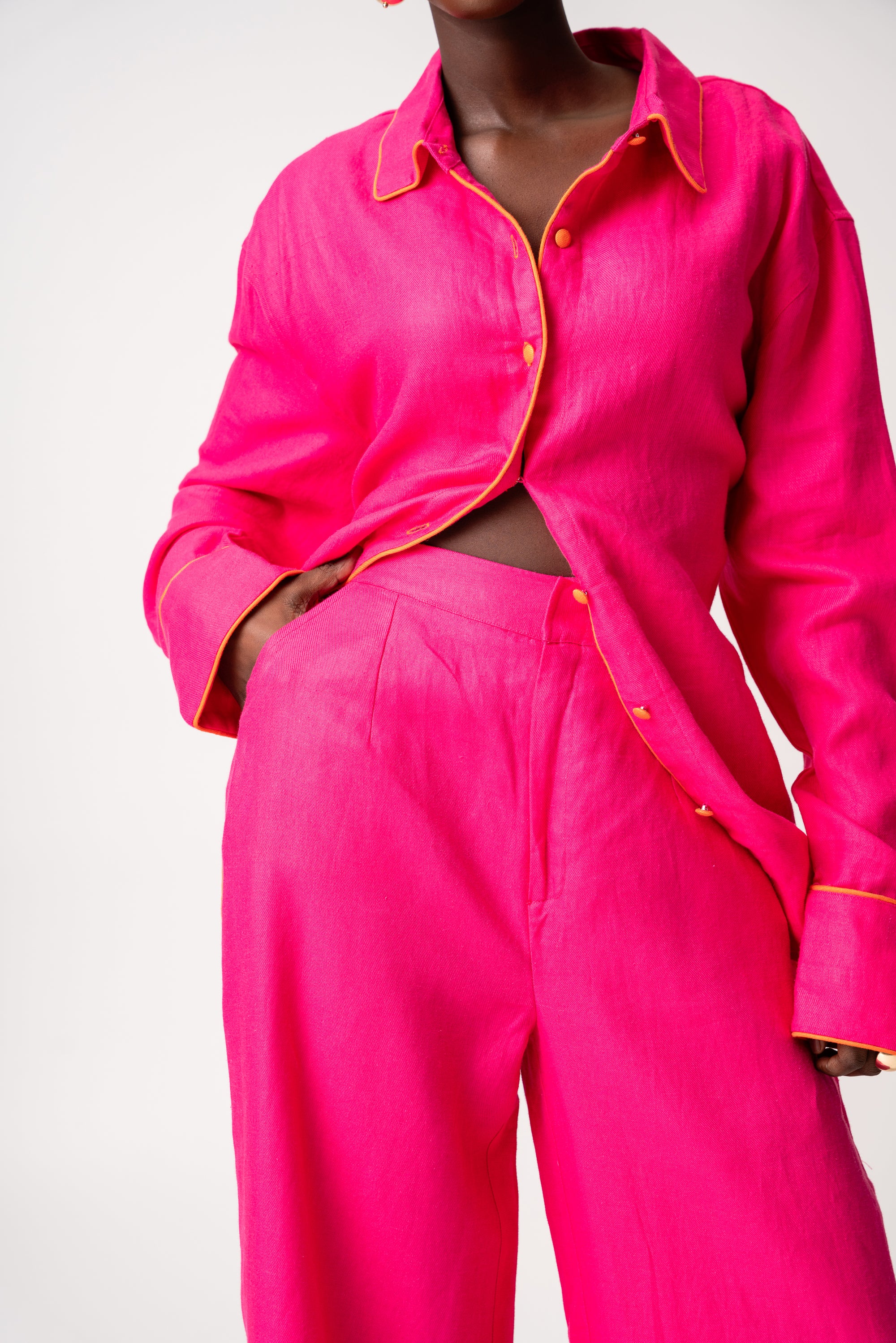 Linen NIKKI Button up Shirt in Pink