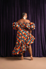 ASHA African Print Ruffle Hi-low Skirt