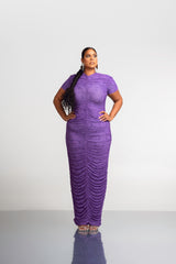 IZA RUCHED MAXI MESH DRESS