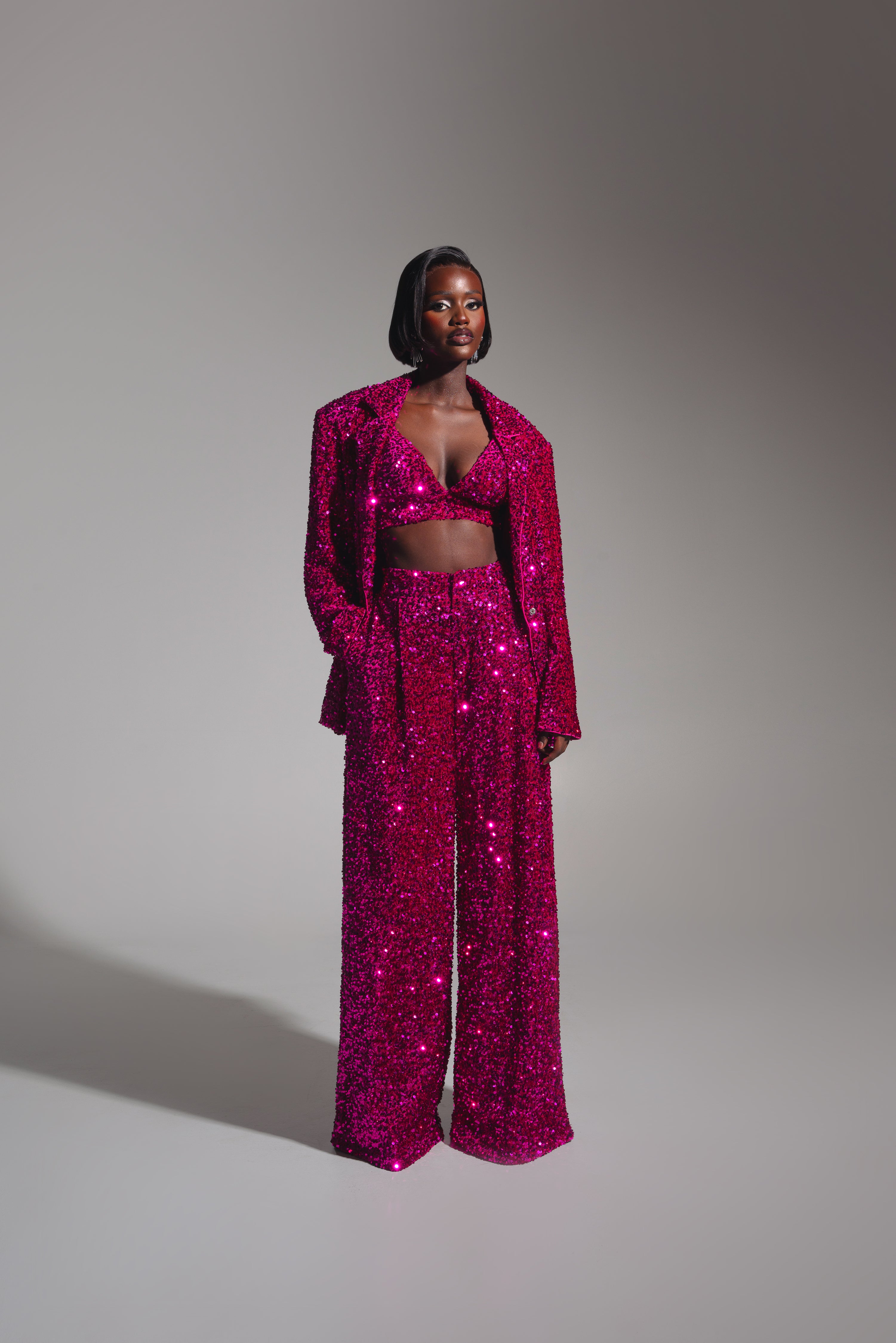 LIZA Sequin Pants in MAGENTA – OFUURE
