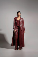 ONO Faux Leather Pants in Burgundy