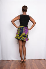 African Print Ruched mini skirt -SAMPLE SALE