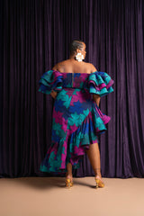 ZURI African Print Ruffle Hi-low Skirt