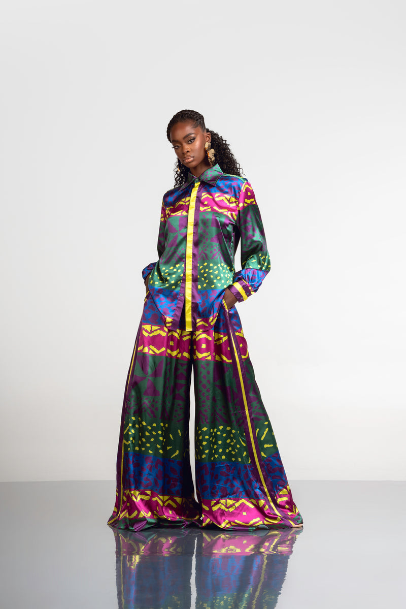 ANU GREEN WIDE LEG PANTS