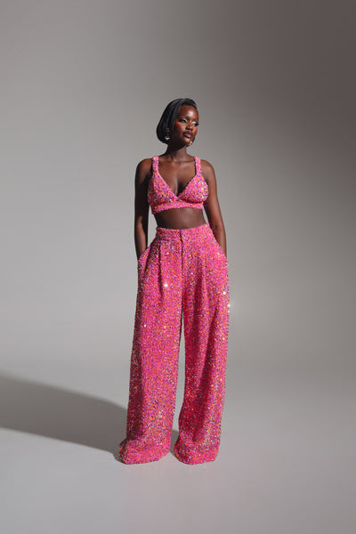 LIZA Sequin Pants in TOURMALINE – OFUURE