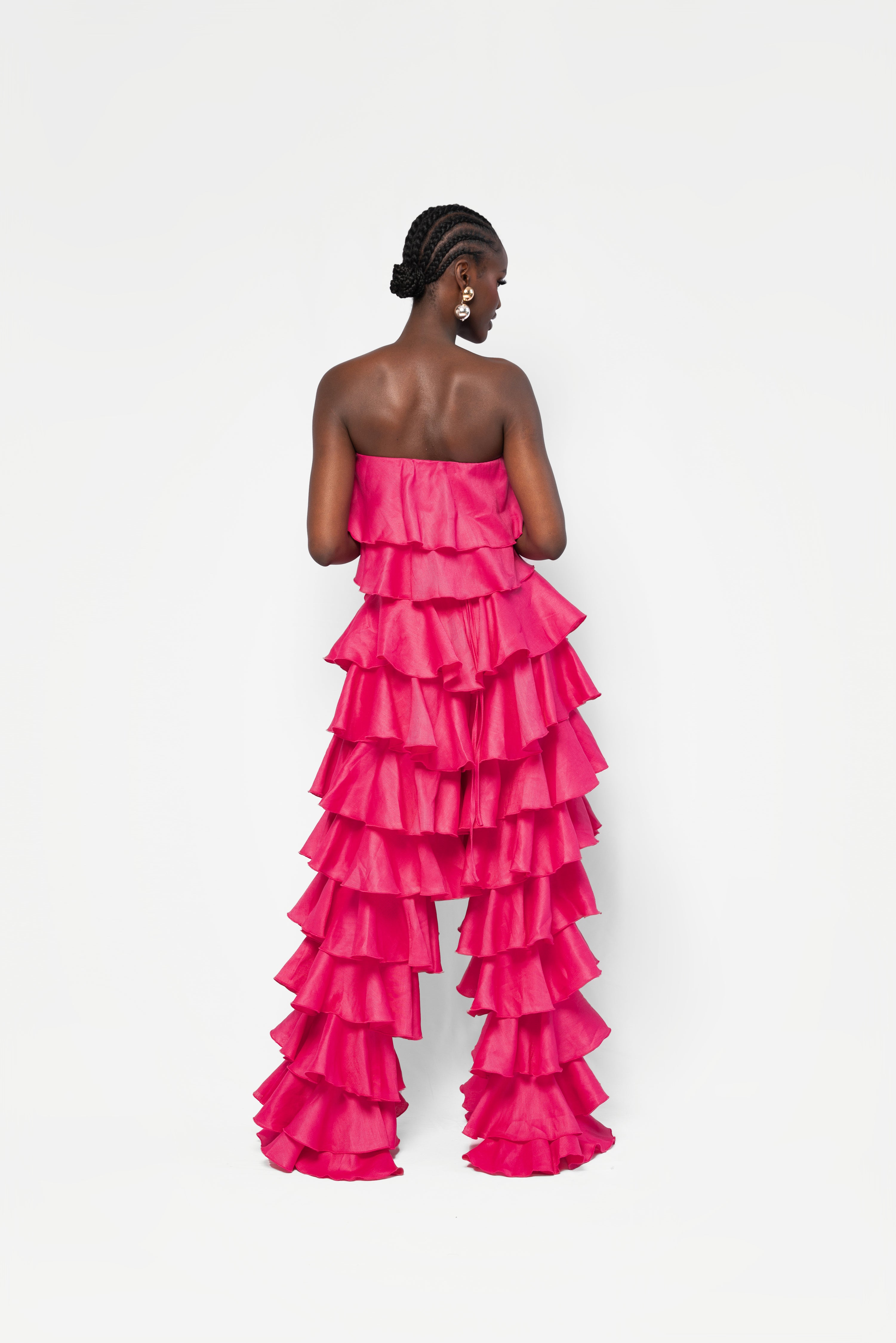 Linen DARIA Ruffle Pants in Pink – OFUURE