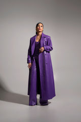 ONO Faux Leather Trench jacket in Purple