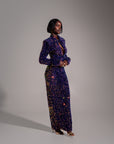 KALI Keyhole Sequin Maxi Dress in TANZANITE