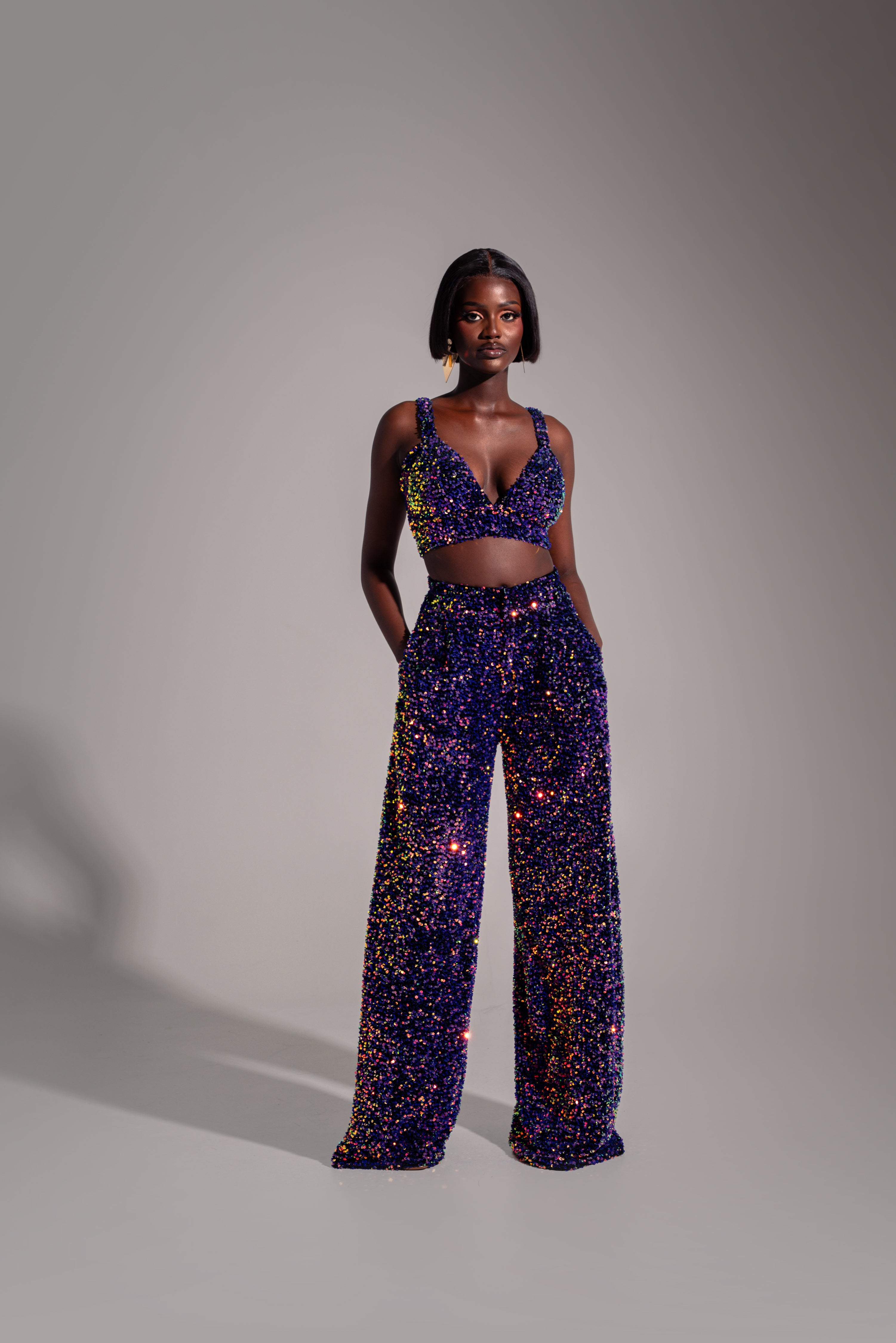LIZA Sequin Pants in TANZANITE – OFUURE