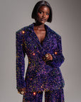 LIZA Sequin Blazer in TANZANITE
