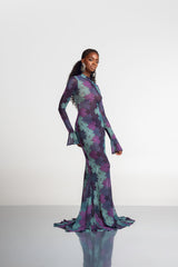ZURI LONG SLEEVE MAXI MESH DRESS
