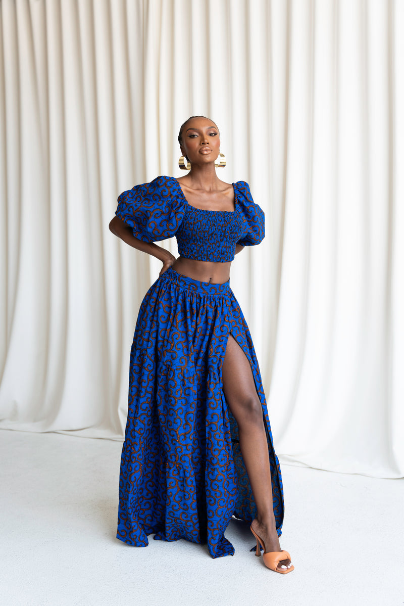 LOLO Tiered African Print Maxi Skirt