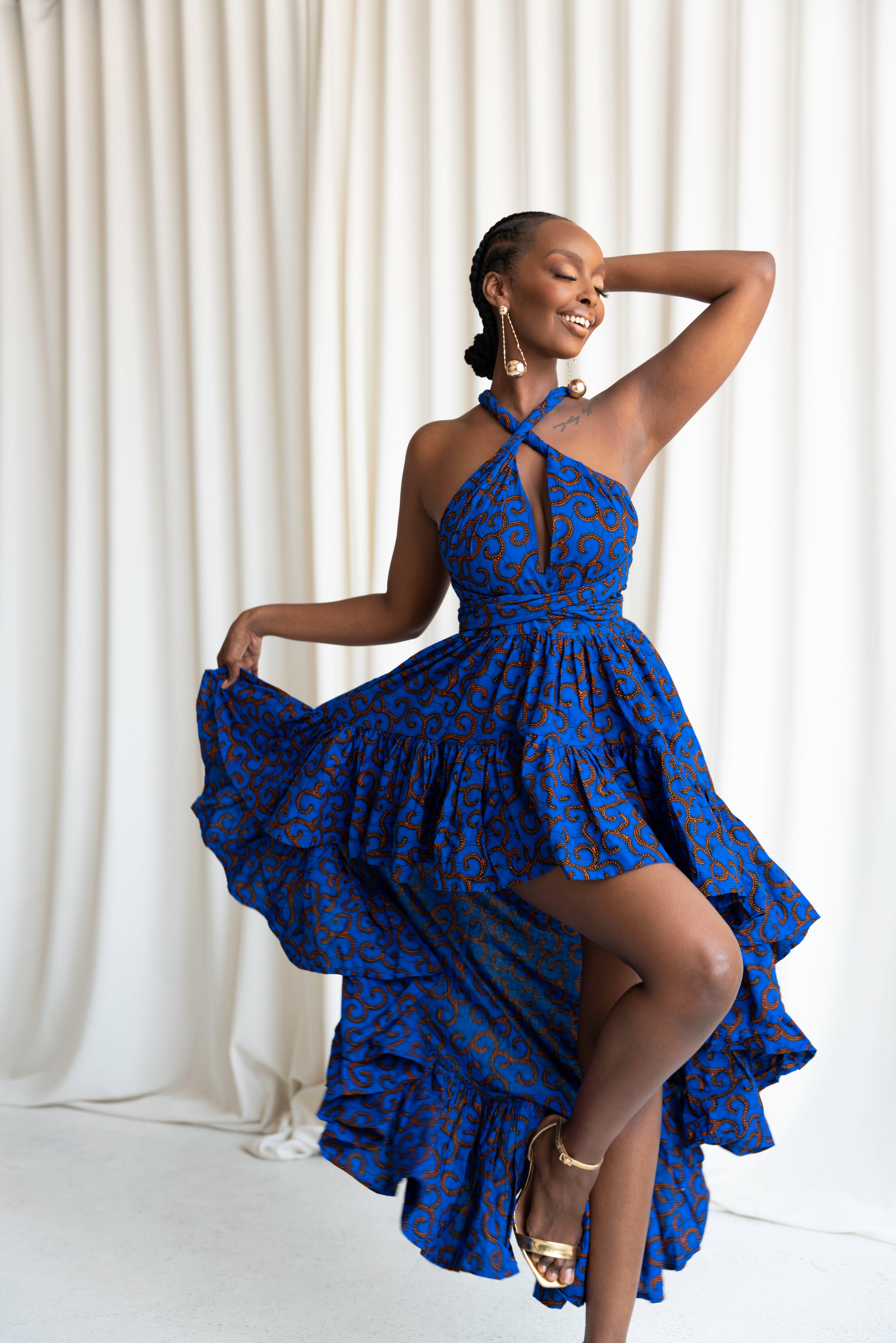LOLO African Print Hi-low Infinity Dress