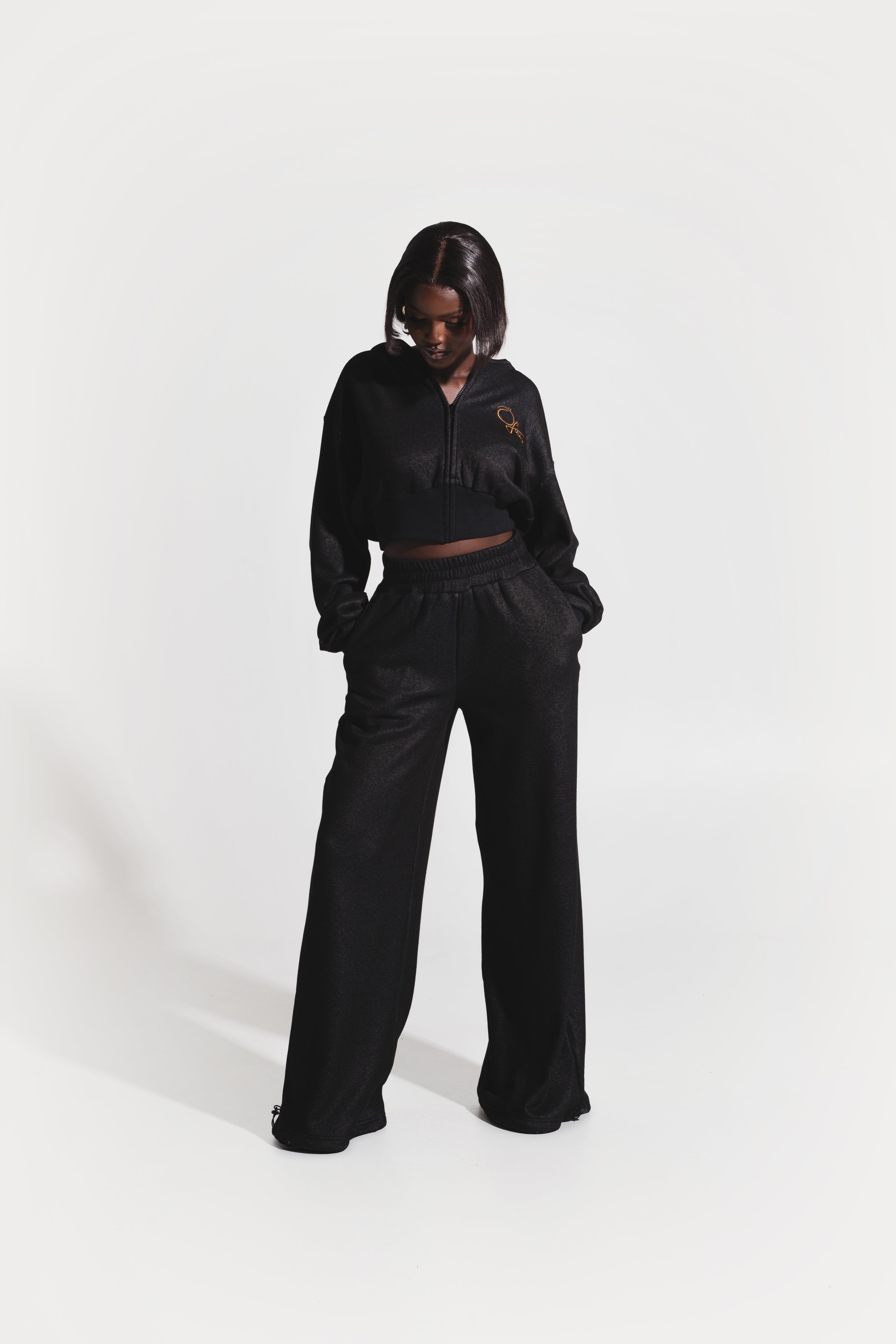 OFUURE Plush fleece Hoodie SET in CHARCOAL