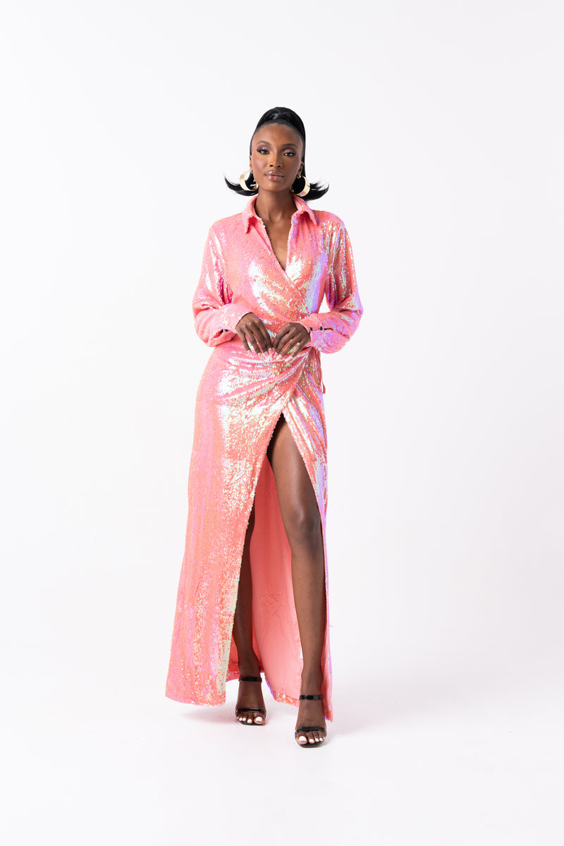 TOURMALINE Sequin Wrap Dress
