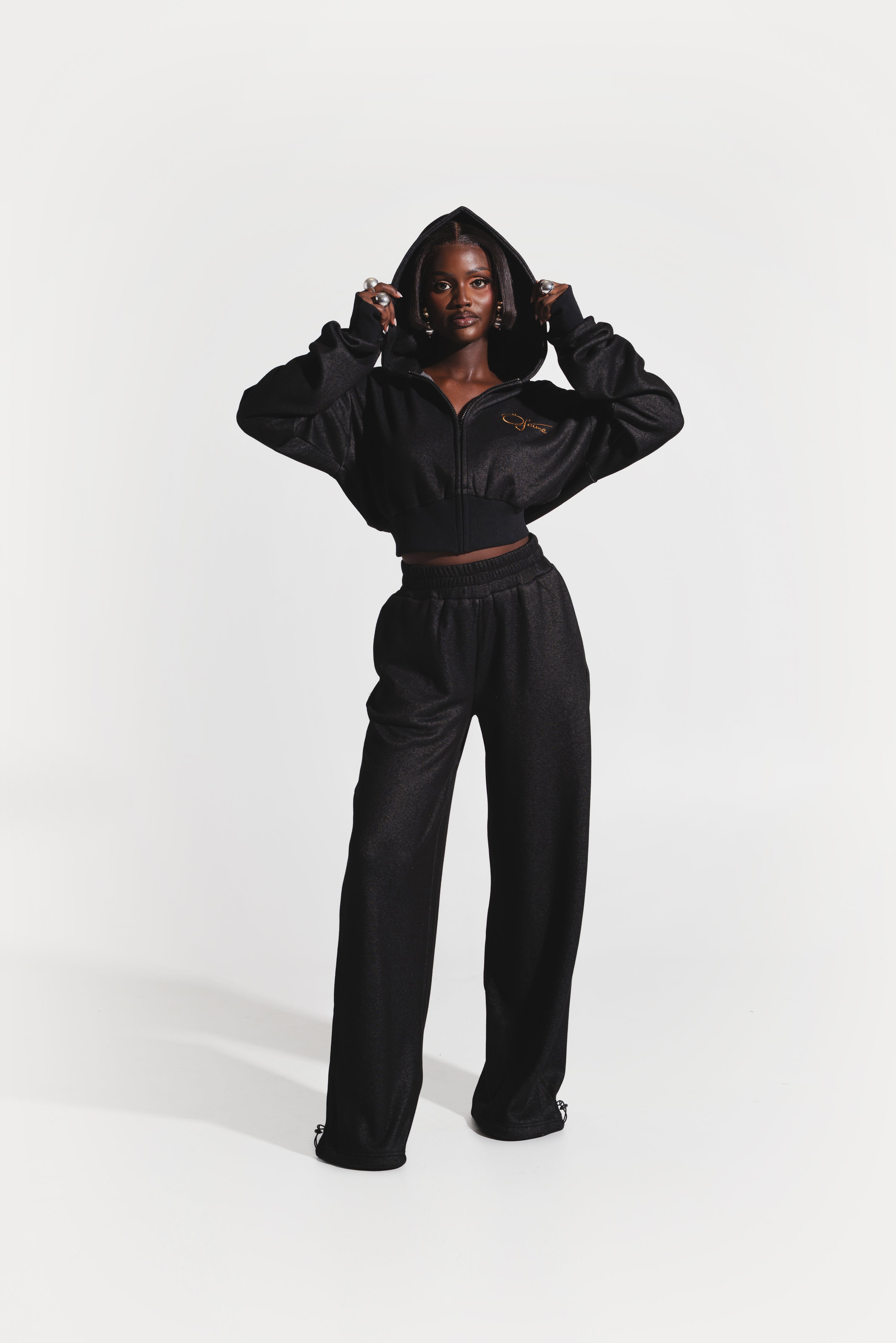 OFUURE Plush fleece Hoodie SET in CHARCOAL