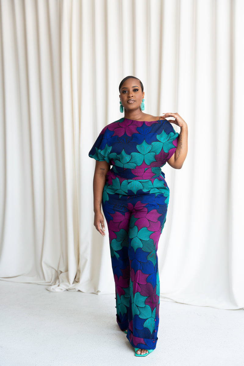 ZURI African print One Shoulder jumpsuit (3 LENGTH)
