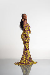 SAKI OFF SHOULDER MAXI MESH DRESS