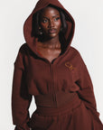OFUURE Plush fleece Hoodie SET in BROWN