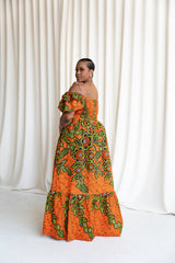 OYIN Smocked Ruffle Sleeve African print maxi dress