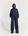 OFUURE Plush fleece 3/4 Zip SET in DENIM BLUE