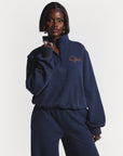 OFUURE Plush fleece 3/4 Zip SET in DENIM BLUE
