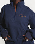 OFUURE Plush fleece 3/4 Zip SET in DENIM BLUE