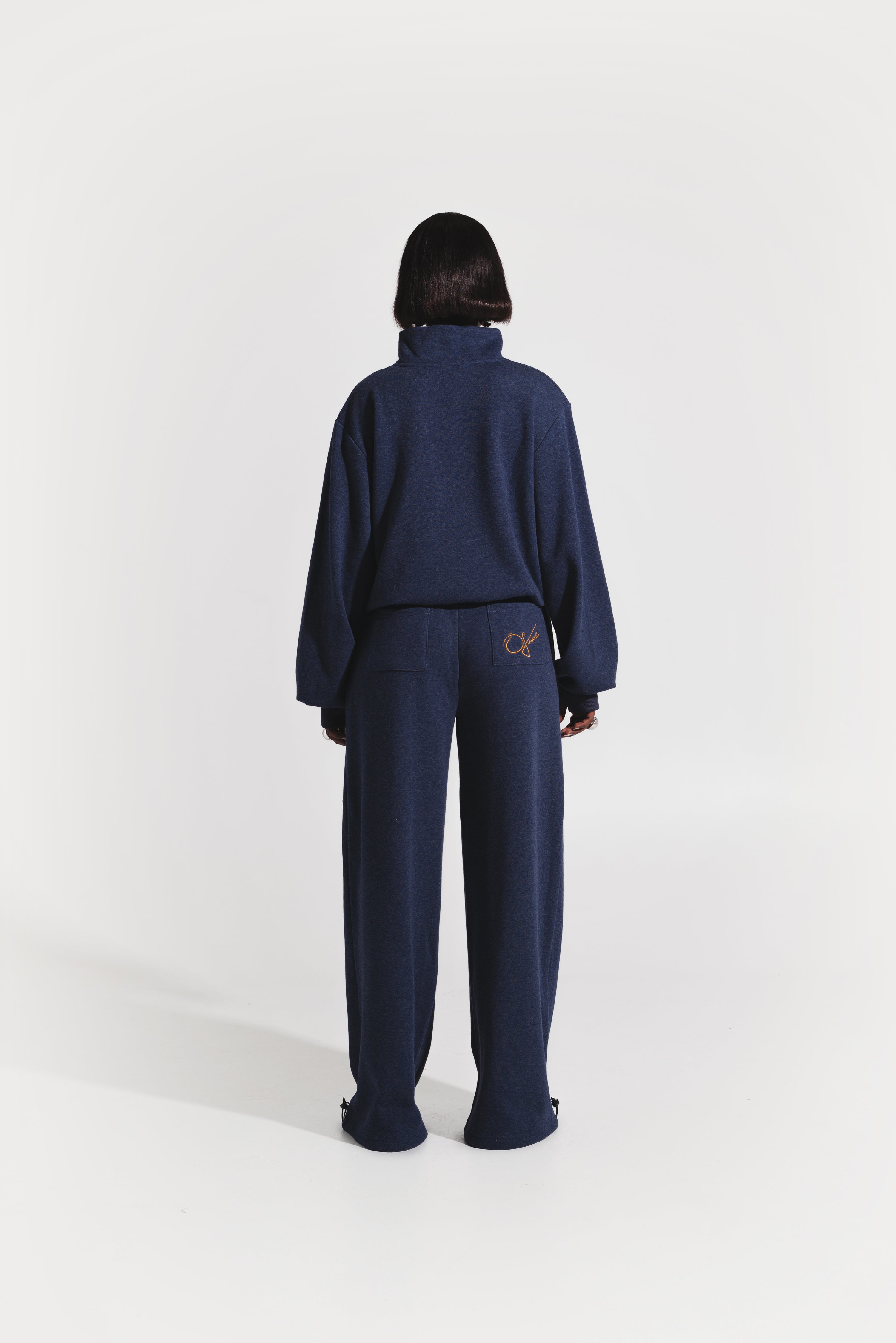 OFUURE 3/4 Zip Sweatshirt in DENIM BLUE