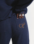 OFUURE Plush fleece 3/4 Zip SET in DENIM BLUE