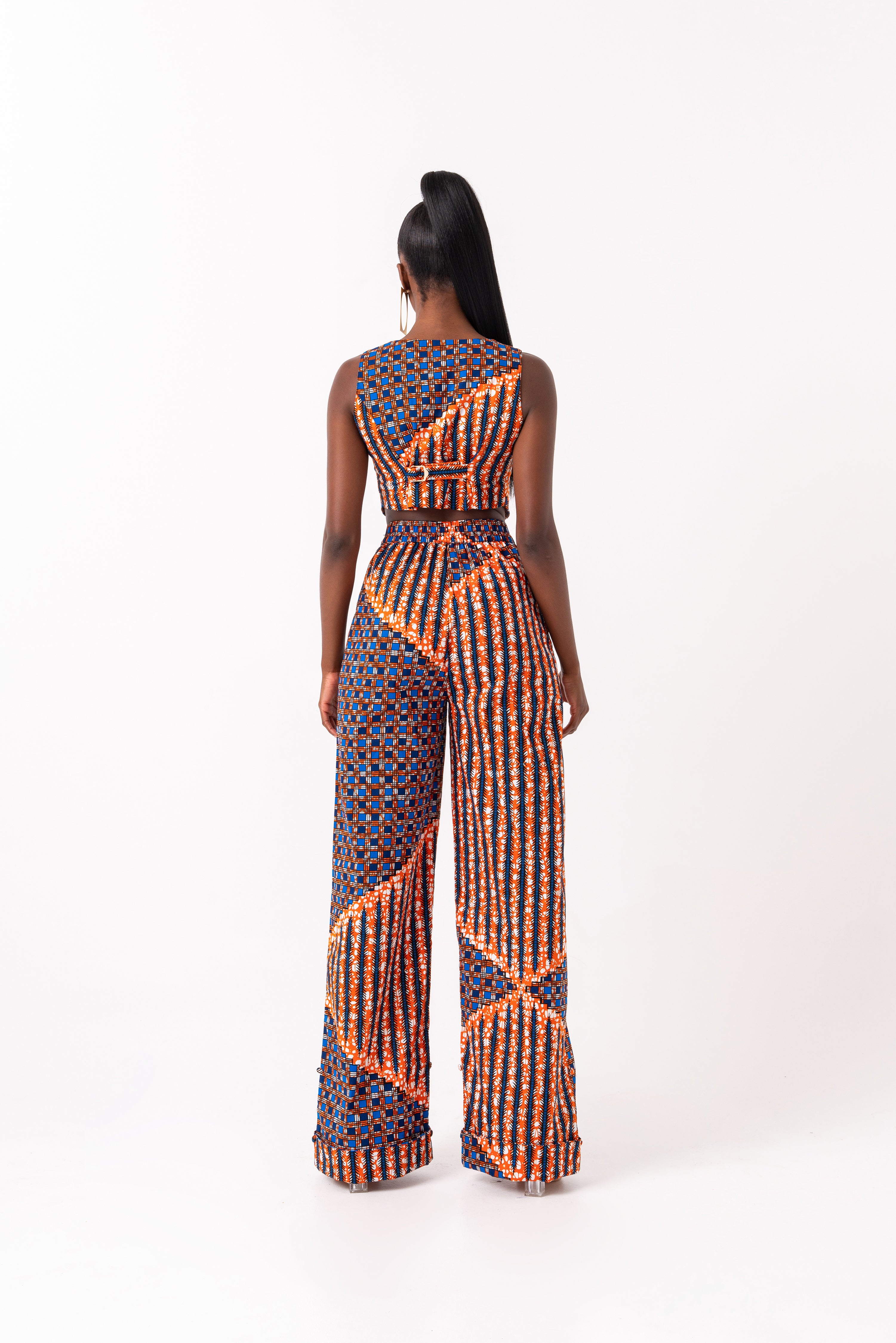 FIMI African print Pantsuit CROP WAISTCOAT
