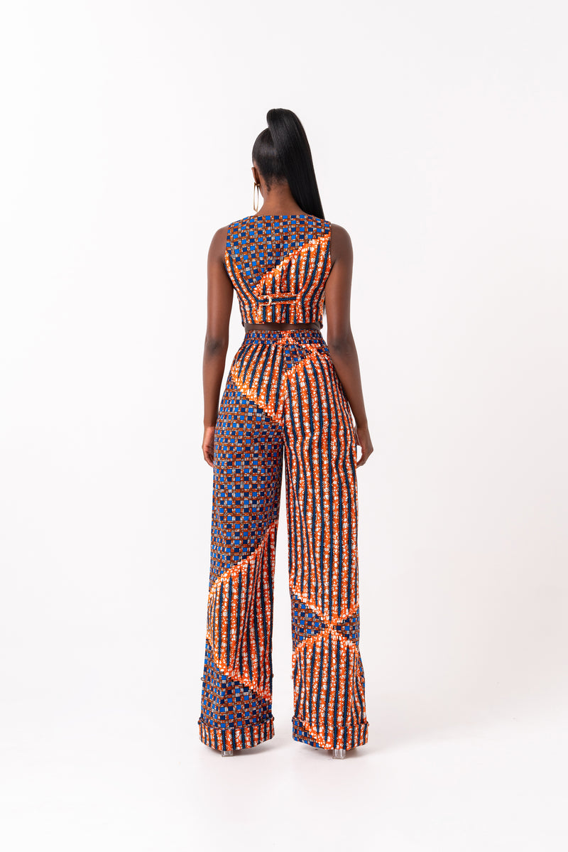 FIMI African print Pantsuit CROP WAISTCOAT