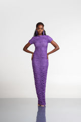IZA RUCHED MAXI MESH DRESS