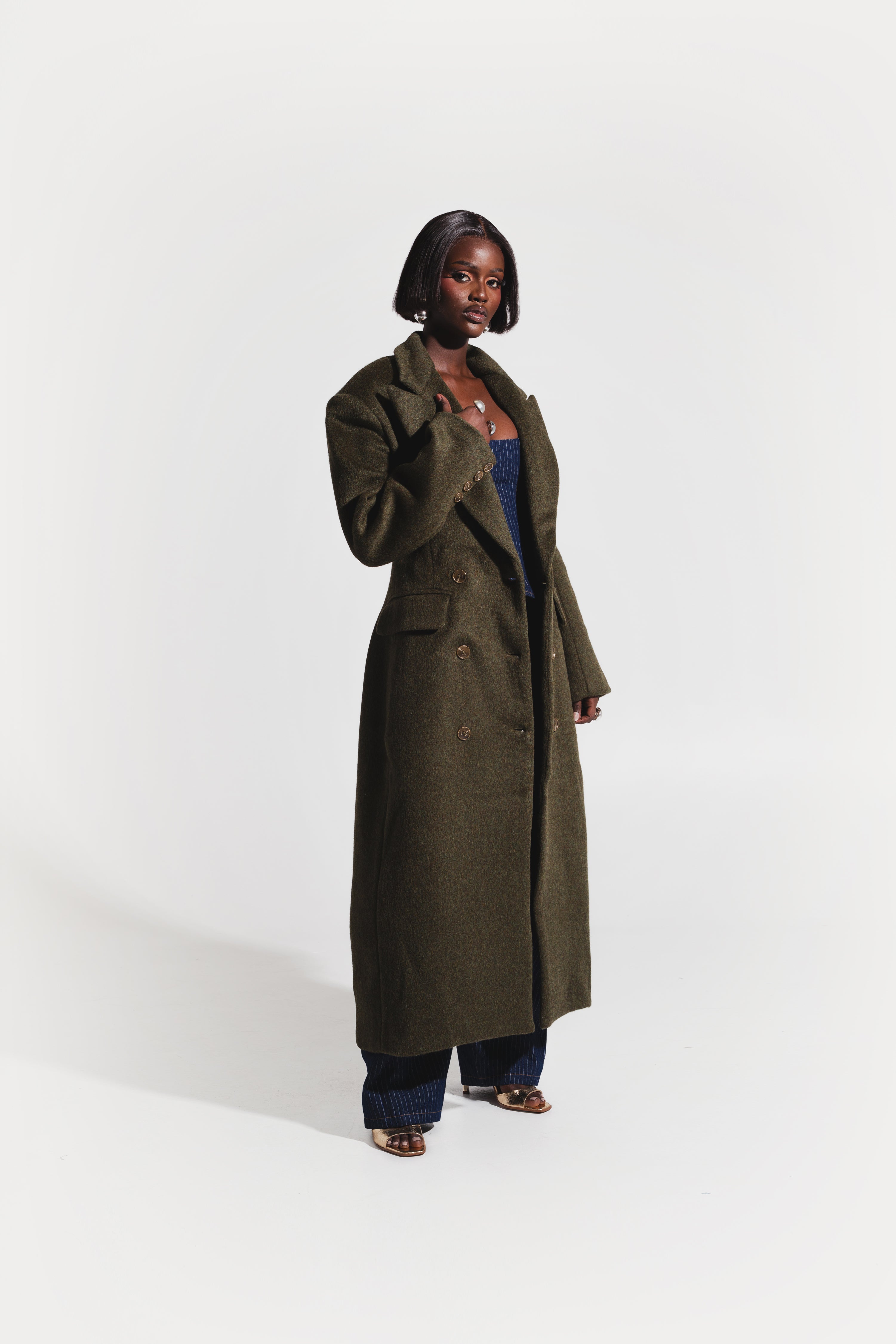 IMAN Wool Long jacket in OLIVE – OFUURE