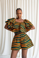 DITA African Print Layered Crop Top