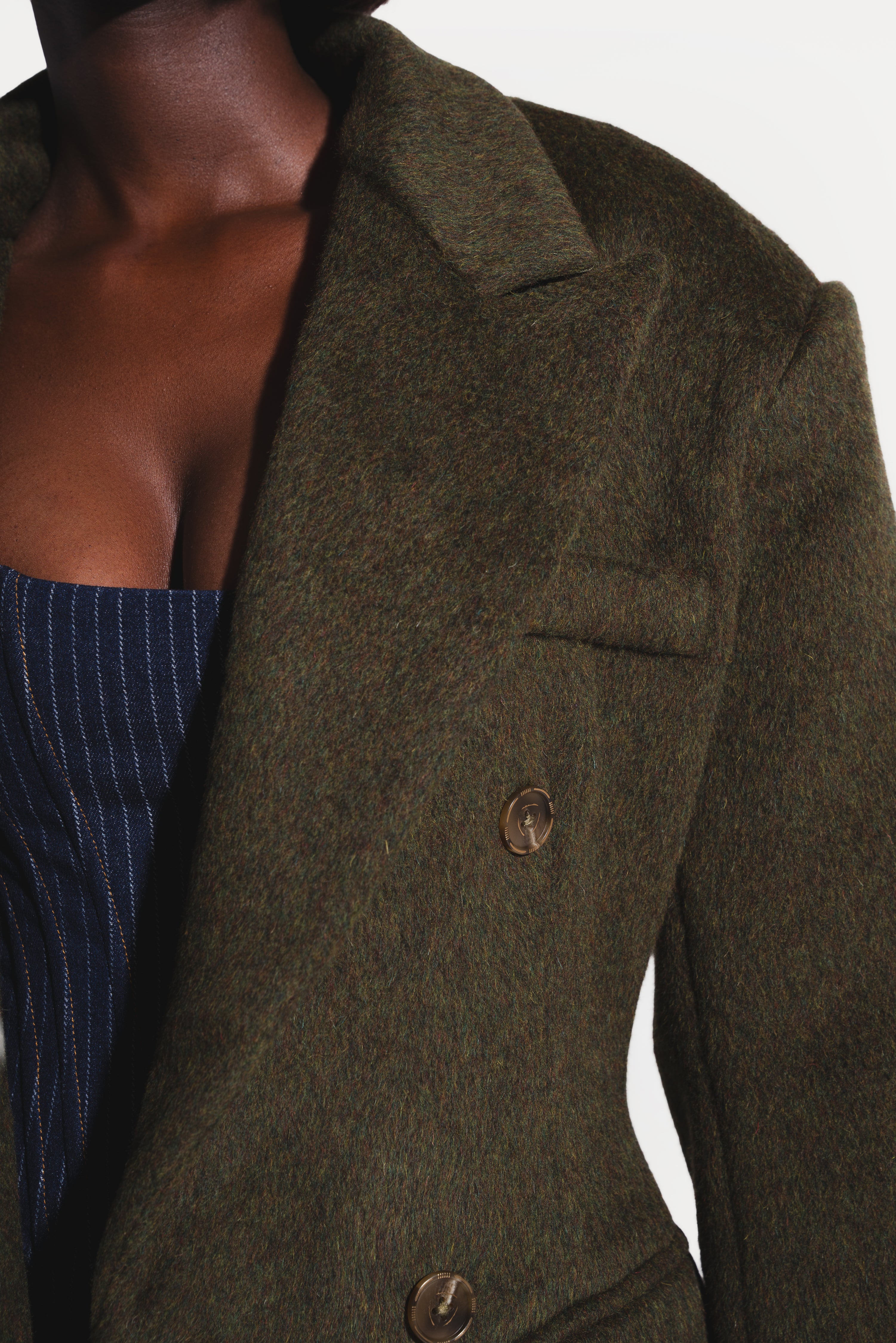 IMAN Wool Long jacket in OLIVE – OFUURE