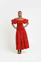 RUWE African print smocked body maxi dress
