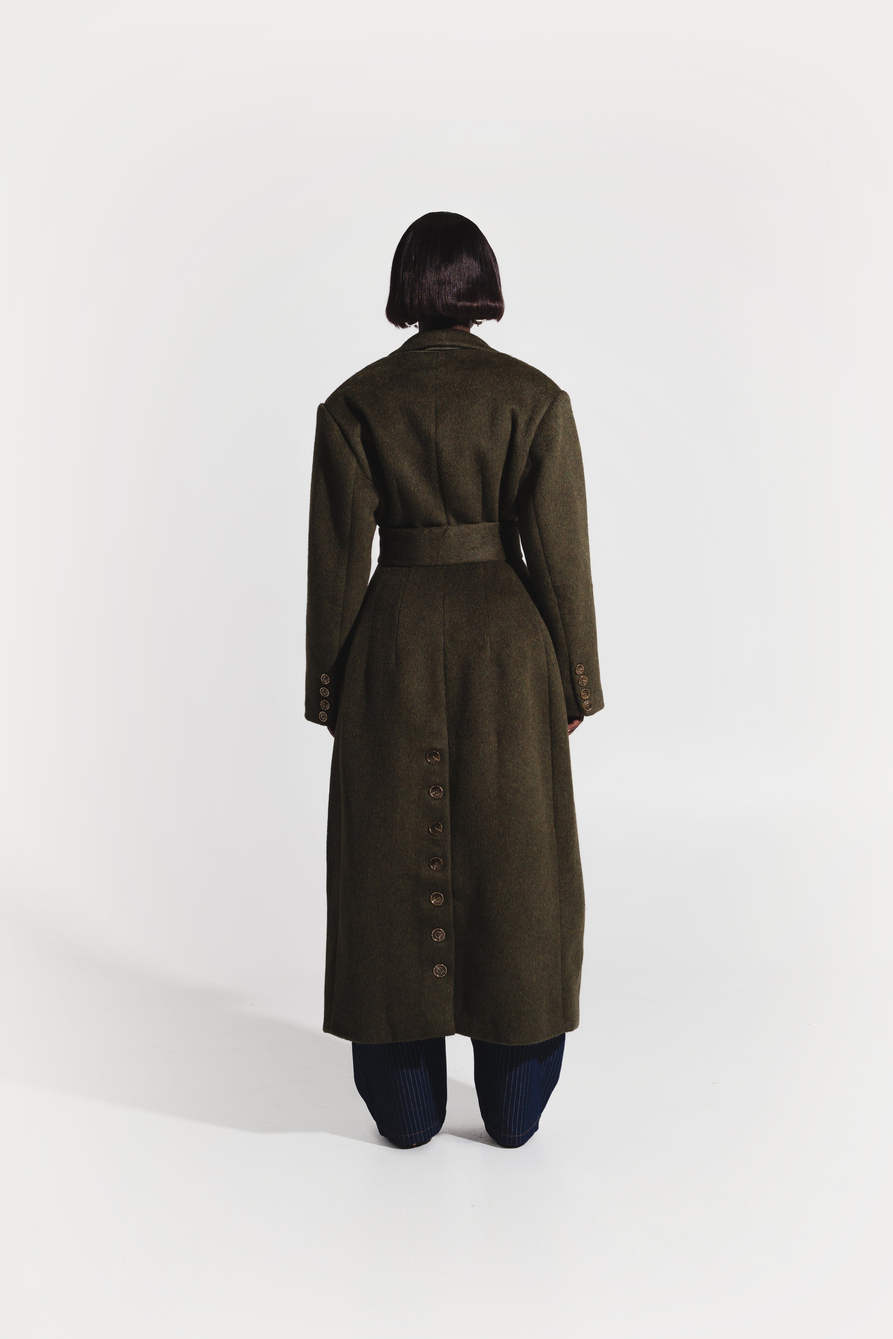 IMAN Wool Long jacket in OLIVE – OFUURE